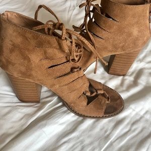 Altar'd State Suede Lace-up Block Heel Sandal